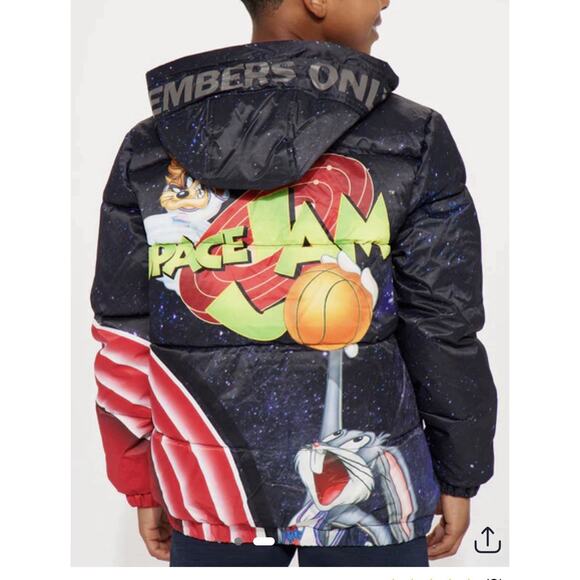 Members Only Black Mini Tune Squad Daffy Duck Puffer Jacket Size 3T - Picture 2 of 14